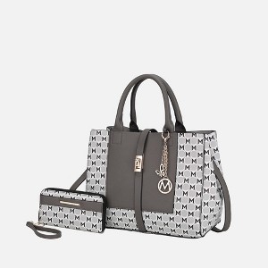 MKF Collection Yuliana Circular M emblem Print Satchel Bag with Wallet by Mia K - 1 of 4