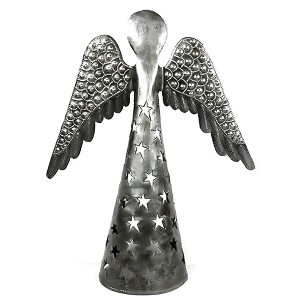 Slickblue 14" Handcrafted Star-Cut Steel Angel, Versatile Decor for Tabletop or Christmas Tree Topper - 1 of 3