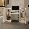 Famapy White Reception Desk Counter Table with Glass Display Shelves and LED - image 4 of 4