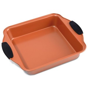 NutriChef Non-Stick Square Pan - Flexible Nonstick Carbon Steel Bake Pan with Blue Silicone Handles - 1 of 4