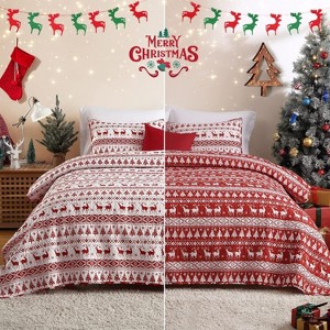 GustoWave Reversible Bedspread Christmas Duvet Cover and Pillow Shams Set, Bedding Set - 1 of 4