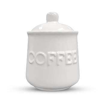 KOVOT Ceramic Coffee Jar with Air-Sealed Lid  - Ivory White, Measures: 6”H