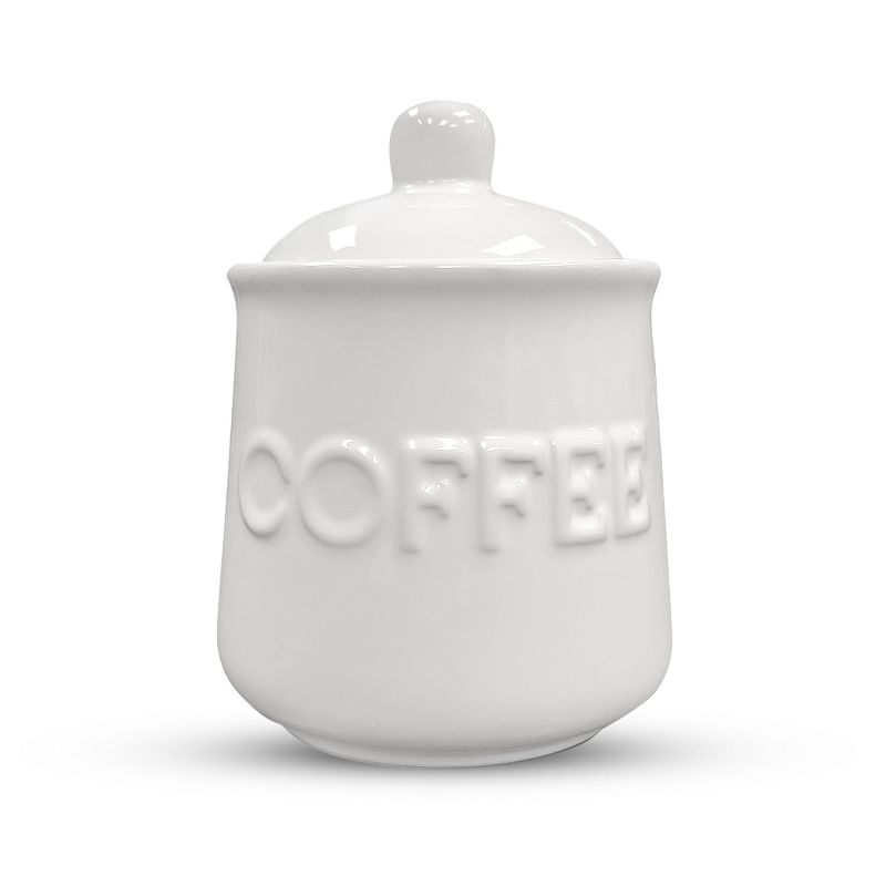KOVOT Ceramic Coffee Jar with Air-Sealed Lid  - Ivory White, Measures: 6”H, 1 of 7