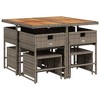 vidaXL Patio Dining Set with Cushions Table and Chairs Outdoor Poly Rattan - Gray Wood 8-Piece - 4 of 4