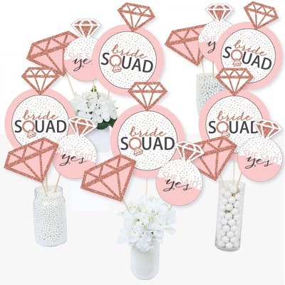 Big Dot of Happiness Bride Squad - Rose Gold Bridal Shower or Bachelorette Party Centerpiece Sticks - Table Toppers - Set of 15