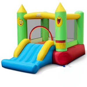 Gymax Inflatable Smiley Face Bounce House with Slide Jump Zone & Basketball Hoop for Indoor & Outdoor Play - 1 of 4