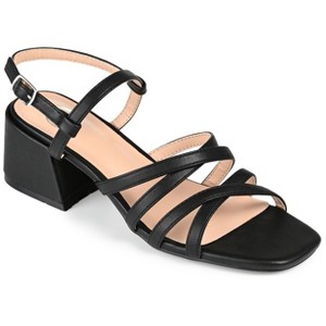 Journee Collection Womens Kempsy Open Square Toe Block Heel Sandals Black 8 - 1 of 4