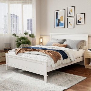 Polibi Mid-Century Modern Solid Wood Platform Bed - 1 of 4
