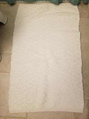 Diamond Embossed Tasseled Woven Bath Rug White - Threshold™