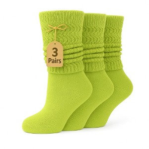 Women’s Lightweight Cotton Slouch Socks Over-the-Calf Knee-High Scrunch Socks 3 Pairs Shoe Size 5-10 - 1 of 3