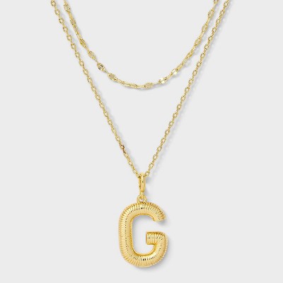 14K Gold Dipped Cubic Zirconia Duo Initial Multi-Strand Necklace - A New Day™ Gold
