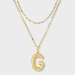 14K Gold Dipped Cubic Zirconia Duo Initial Multi-Strand Necklace - A New Day™ Gold - 1 of 4