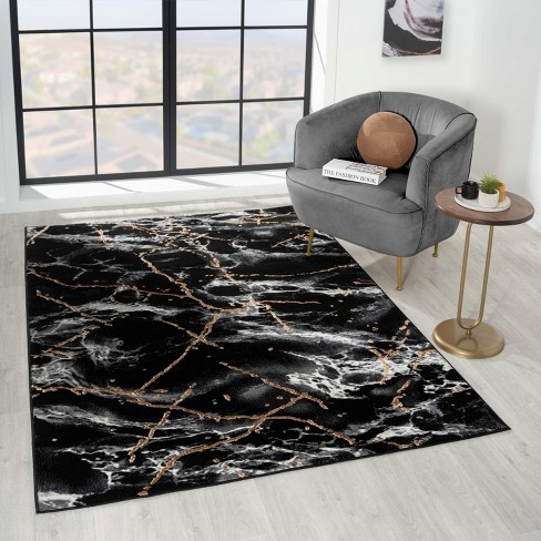 2 Pieces Modern Marble Washable Kitchen Runner Mats Non-slip