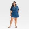 Women's Denim Shortalls - Ava & Viv™ Medium Wash - 3 of 3