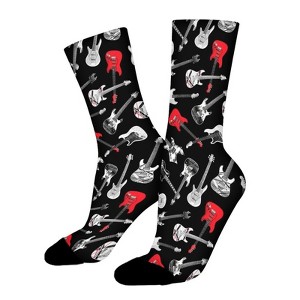 Black Guitars Women Printed Crew Socks Funny Funky Socks Soft Polyester Novelty Gifts for Artists Men - 1 of 1