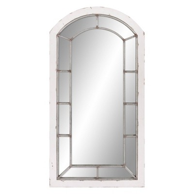 24" x 44" Antique Arch Windowpane Decorative Wall Mirror Metal/Off White - Patton Wall Decor