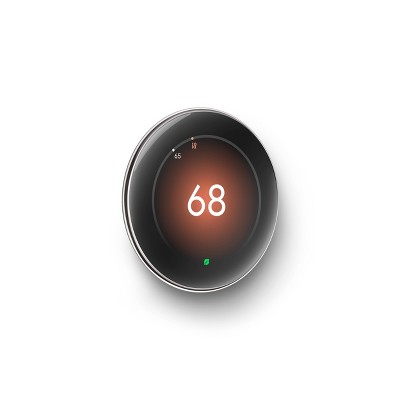 Polished Silver Smart Thermostat with Temperature Sensor