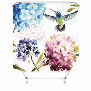 Hummingbird And Blue Purple Flowers Shower Curtains for Bathroom Waterproof Fabric Bath Curtain Durable Soft Stylish Bathroom Decor 72x72 Inch - 1 of 1