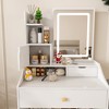 Hrinhom 23.6"W Pink Dressing Table,3-Color LED Vanity Mirror with Stool - 3 of 4