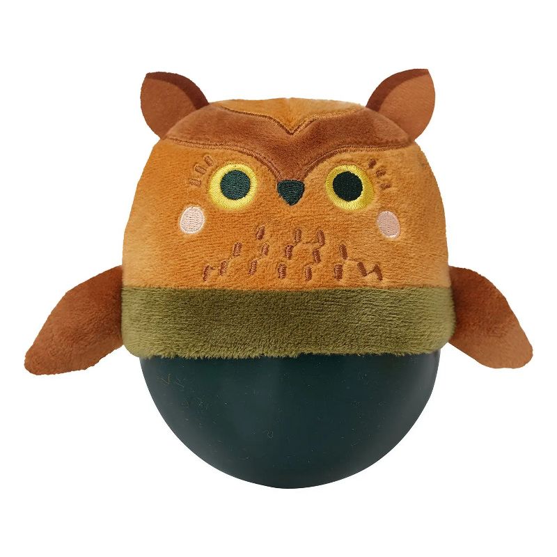 Manhattan Toy Wobbly Bobbly Owl Weighted, Soft Silicone Wobble Ball with Embroidered Plush Baby & Toddler Toy, 4 of 14