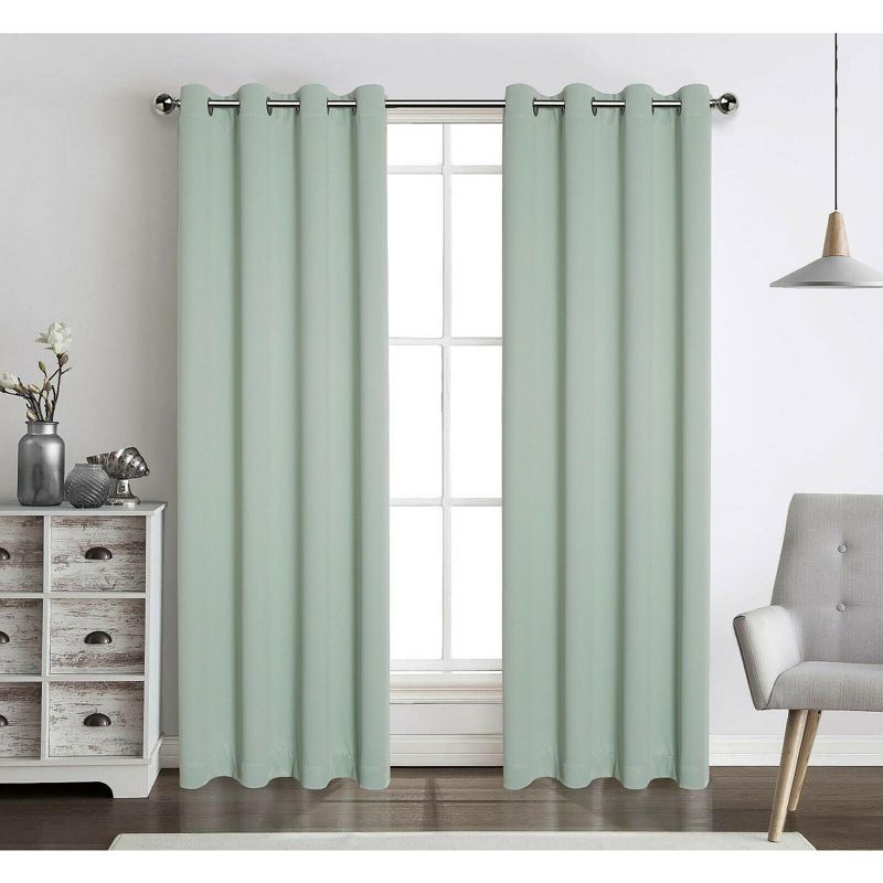 Kate Aurora Hotel Living 2 Pack 100% Blackout Grommet Top Sage Green Curtain Panels, 2 of 8