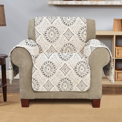 Medallion Printed Chair Furniture Protector Cover Gray - Sure Fit