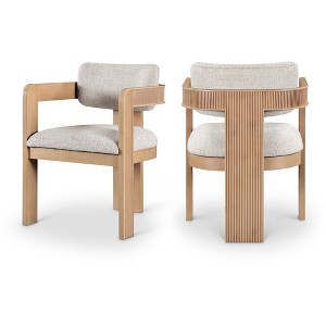 Meridian Furniture,Sacha Beige Linen Textured Fabric Upholstered Dining Chair, Set of 2 - 1 of 4