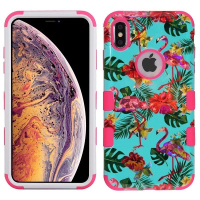 MYBAT Tuff Tropical Flamingo Hard Hybrid Plastic TPU Case For Apple iPhone XS Max - Multi-Color