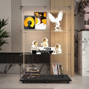 FONTOI Tempered Glass Display Cabinet Storage Cabinet Collection Display Case Home Storage Organizers for Living Room, Clear, 30.91"* 13.58"*49.88" - 1 of 4