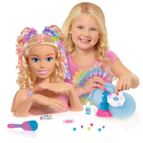 paddestoel Shetland zwaartekracht Barbie Tie-dye Deluxe Styling Head Blonde Hair With Pink Highlights : Target