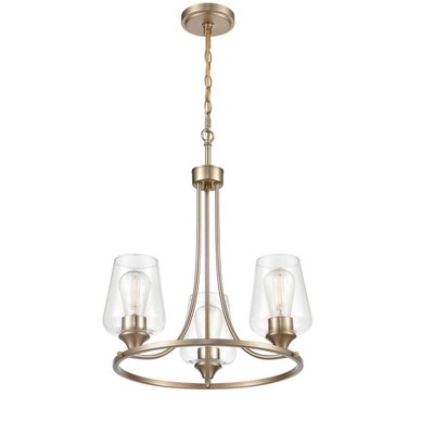 Matte Black Mini 3-Light Chandelier with Clear Glass Shades
