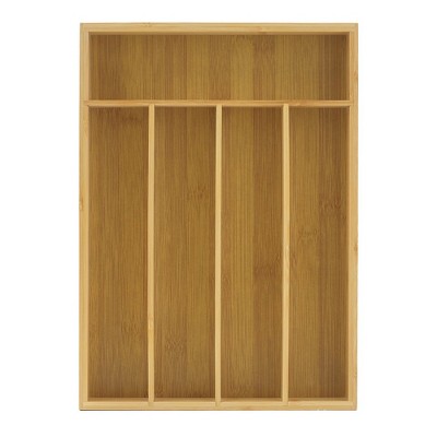 Natural Bamboo 7-Compartment Flatware Drawer Organizer