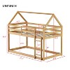 NicBex Twin Over Twin Rubber Wood Bunk Bed with Ladder,House-Shaped Loft Bed with Safety Guardrails for Bedroom,Black/Brown/Pink - 3 of 4