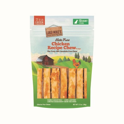 Luke & Mike's Rawhide Free Chicken Recipe Chew Sticks Dog Treats - 10ct