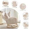 Glider Chairs,Modern Rocking Chair,Rocking Glider Chair for Nursery,Wingback Accent Rocker Chair Upholstered Tall Back Arm Chair w/Side Pockets - 3 of 4