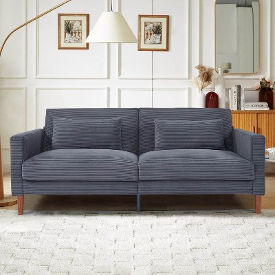 MyDepot Couch Sofa, Corduroy Fabric Couches Loveseat Furniture with 2 Pillows for Living Room