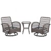 3-Piece Patio Seating Set,360° Swivel Wicker Rocker Patio Accent Chair Set Of 2,Square Table,Patio Chairs Outdoor With Cushion -Maison Boucle - 2 of 4