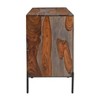 Treasure Trove Accents Three Door Credenza: Sheesham Wood, Cane Inlay, Iron Frame, Storage Cabinet - 3 of 4