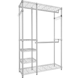 Simple Trending Heavy Duty Clothing Rack Loads 750 LBS, Garment Racks with Adjustable Shelves for Hanging Clothes, Metal Wardrobe Closet, Chrome - 1 of 4