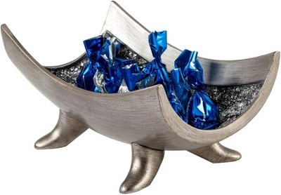 Handcrafted Silver Resin Decorative Bowl with Stand