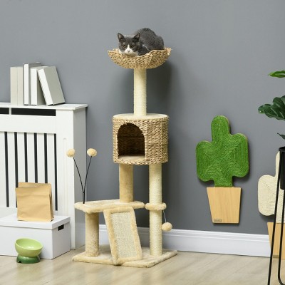 45" Cat Tree Tower for Indoor Cats with Sisal Scratching Posts,Condo,Ramp,Toy Balls,Platforms And Bed,Multi Level Cat Furniture–LAOTIES