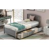 Twin Platform Storage Bed Wood Bed Frame with Two Drawers and Headboard White - 3 of 4