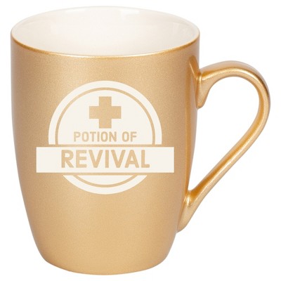 100 North Magic Potion 10 Ounce Vegas Gold Metallic Finish, Comfortably Fits Your Hands, New Bone China Coffee Tea Cup Mug, Potion of Revival