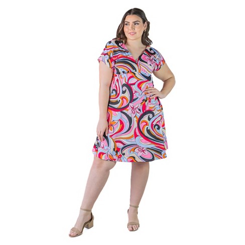 Plus Size Dress Floral Empire Waist Knee Length Dress -multicolored-1x :  Target