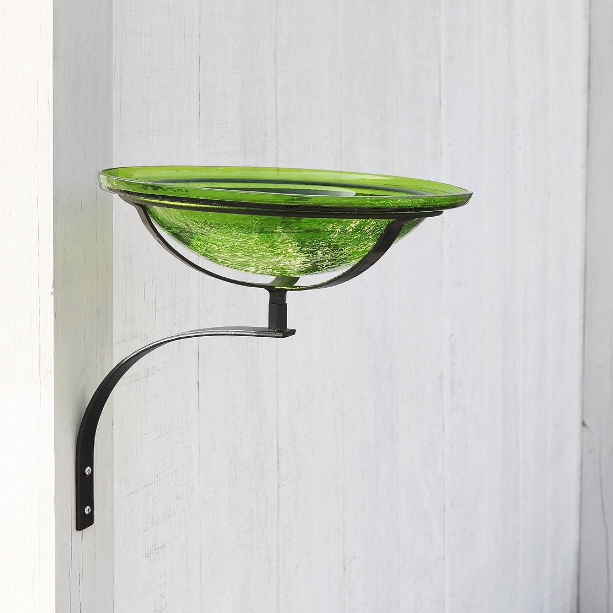 12.5" Reflective Crackle Glass Birdbath Bowl with Wall Mount Bracket - Achla Designs: Weather-Resistant, No Assembly Required - thumbnail 7