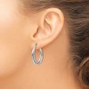 Black Bow Jewelry 5mm x 28mm 14k White Gold Diamond-Cut Double Oval Hoop Earrings - 3 of 4
