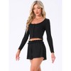 INSPIRE CHIC Women's Long Sleeve Button Shirts with Shorts 2 Pcs Pajamas Set - 3 of 4