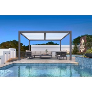 PURPLE LEAF Louvered Pergola Outdoor Aluminum Pergola with White Adjustable Rainproof Roof Grey Frame Hardtop Gazebo for Patio Deck Garden - 1 of 4