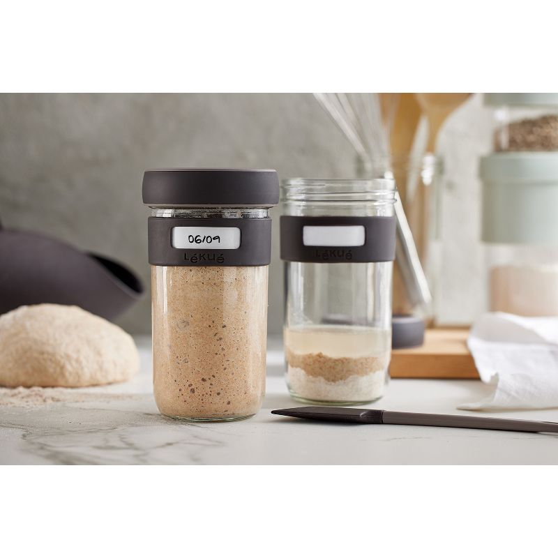 Lekue Sourdough Starter Set with 2 Jars and Silicone Spatula, Brown, 4 of 6