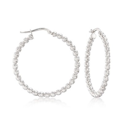 Ross-Simons Italian Sterling Silver Beaded Hoop Earrings
